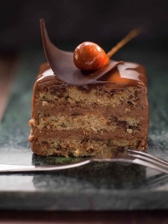 A Gianduia Slice chocolate Cake, Italy Photograph by Eising Studio