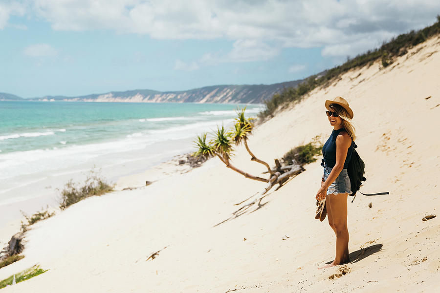 A Girl On A Huge Australian Beach Photograph By Evgeny Vasenev 