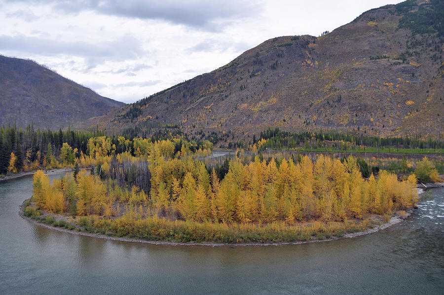 A Glacier Autumn on the North Fork of the Flathead River Photograph by Bruce Gourley