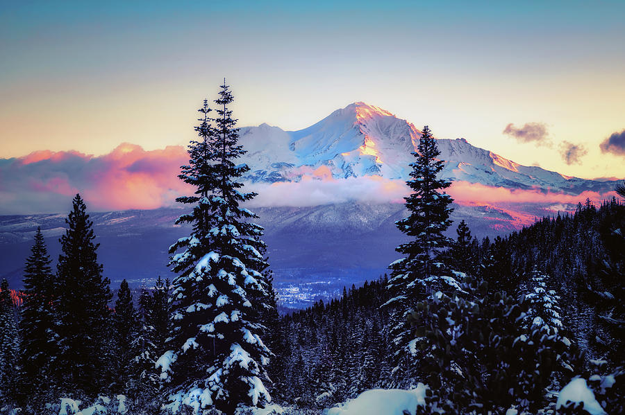 Mountain Photograph - A Glimpse of Mt. Shasta City   by Marnie Patchett