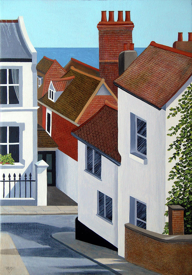 A Glimpse of Sea over Old Town Roofs Painting by Jennifer Baird A Glimpse of Sea over Old Town Roofs Painting by Jennifer Baird
