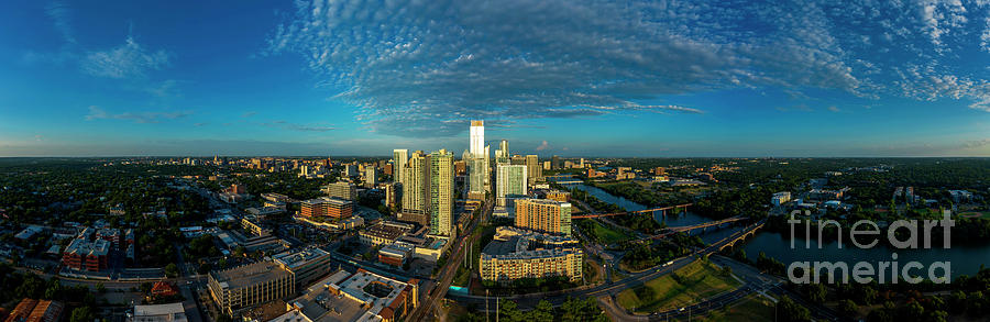 Austin Skyline Photograph - A glorious view of the Austin Skyline during sunset from north to south including Lady Bird Lake by Dan Herron