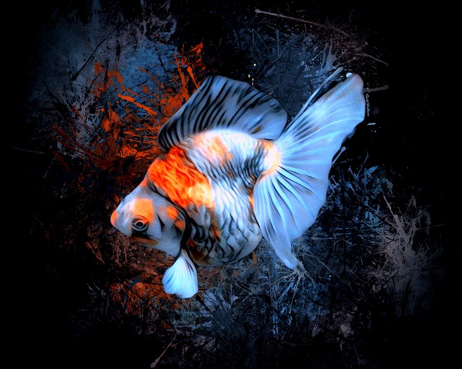 A Glowing Ryukin Goldfish Portrait Digital Art