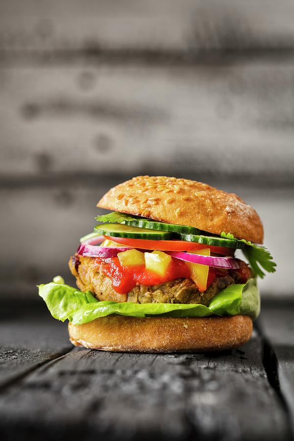 A Gluten-free Veggie Burger Photograph by Jan Prerovsky