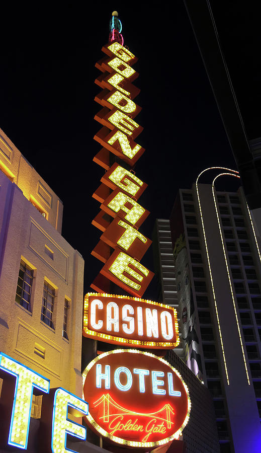 A Golden Gate Sign, Fremont Street Experience, Las Vegas, NV, US ...