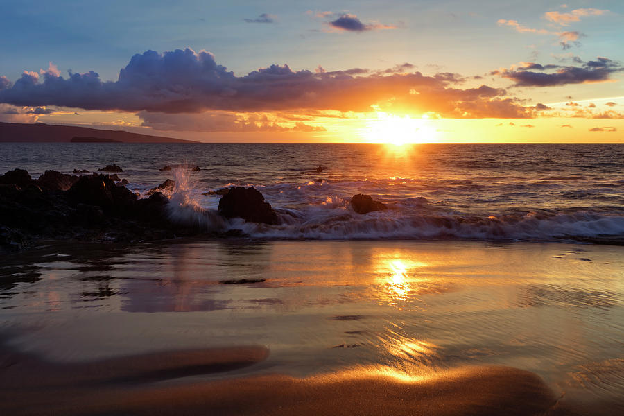 A Golden Sunset At A Beach  Makena Photograph by Jenna Szerlag