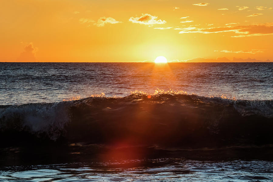 A Golden Sunset At Ulua Beach With Wave Photograph by Jenna Szerlag