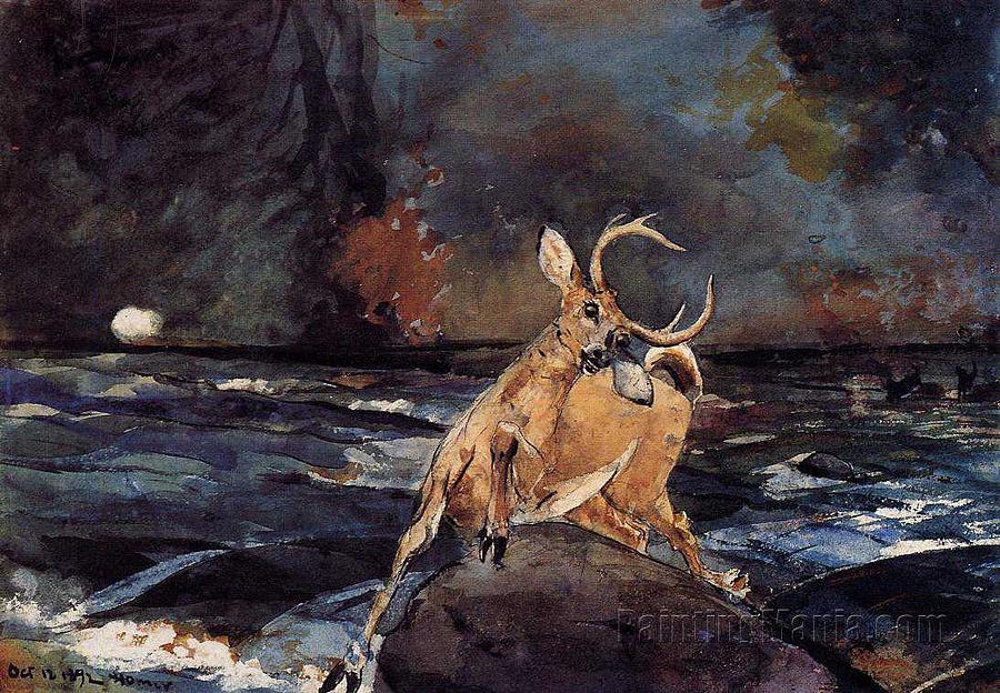 Portrait Painting - A Good Shot, Adirondacks Winslow Homer by Celestial Images