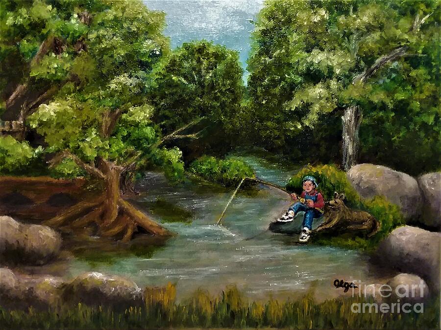 A Good Spot for Fishing Painting by Olga Silverman