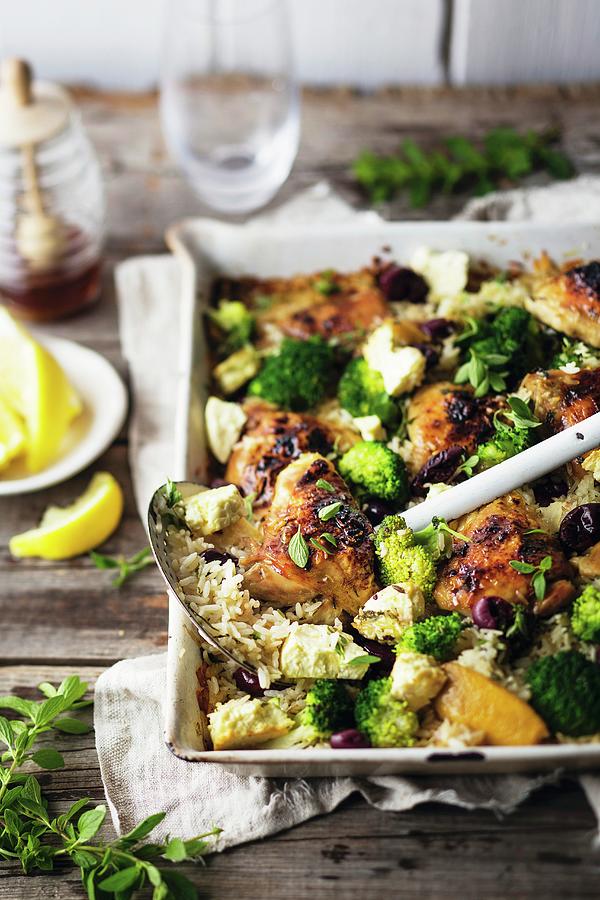 A Greek Rice Dish With Chicken And Broccoli Photograph by Great Stock!