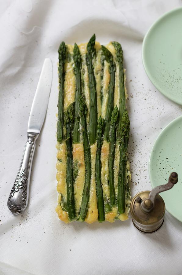 A Green Asparagus Tart With Pepper Photograph by Adel Bekefi