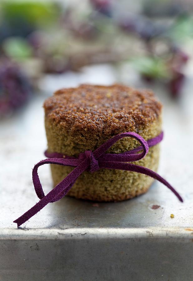 A Green Tea Muffin With Aronia Jam As A Little Christmas Present Photograph by Schindler, Martina