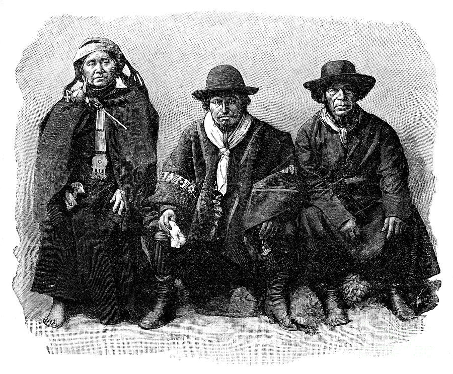 A Group Of Araucanians, Chileargentina Drawing by Print Collector