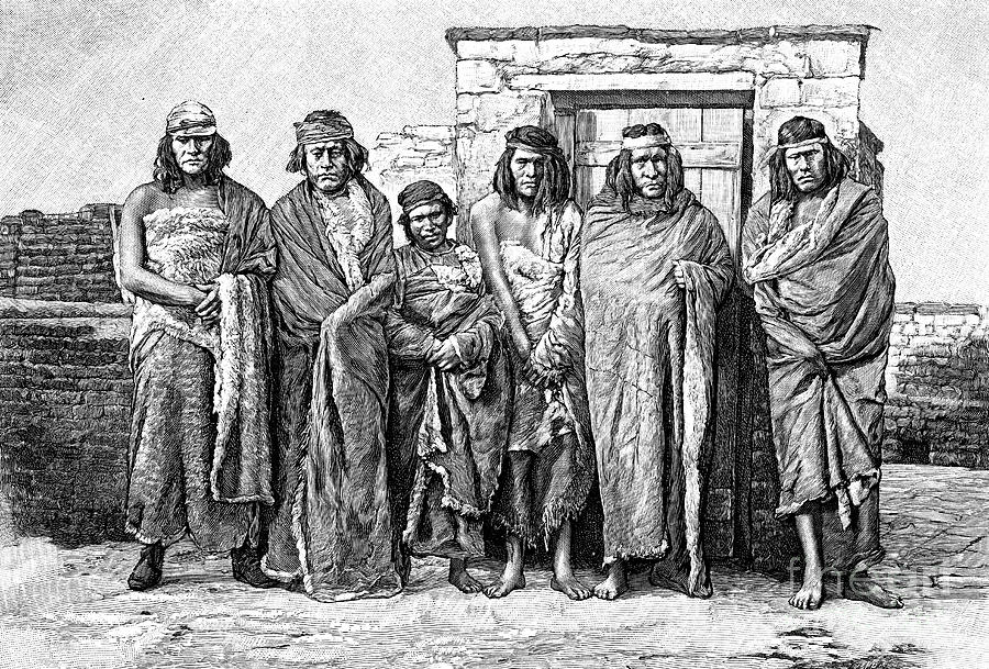 A Group Of Patagonians, Argentina, 1895 Drawing by Print Collector