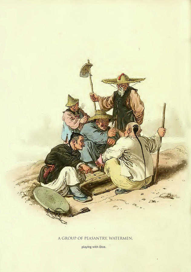 Dice Painting - A Group of Peasantry Watermen by William Alexander