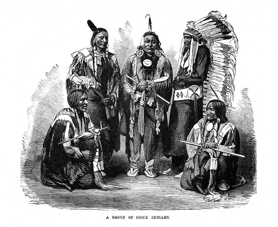 A Group Of Sioux Indians, 1872 Drawing by Print Collector