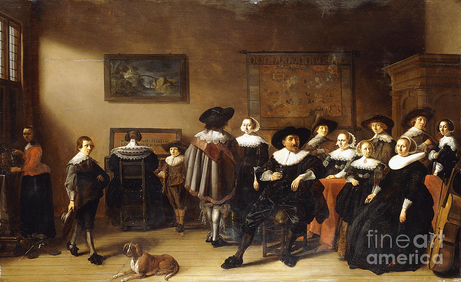 A Group Portrait In An Interior Painting by Anthonie Palamedesz