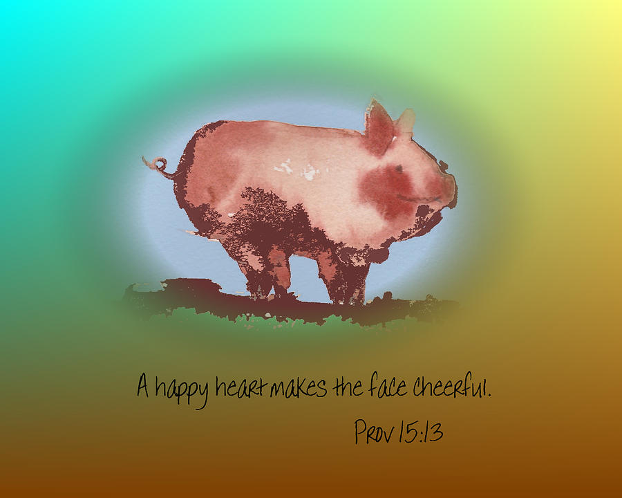 Pig Painting - A Happy Heart by Anne Duke