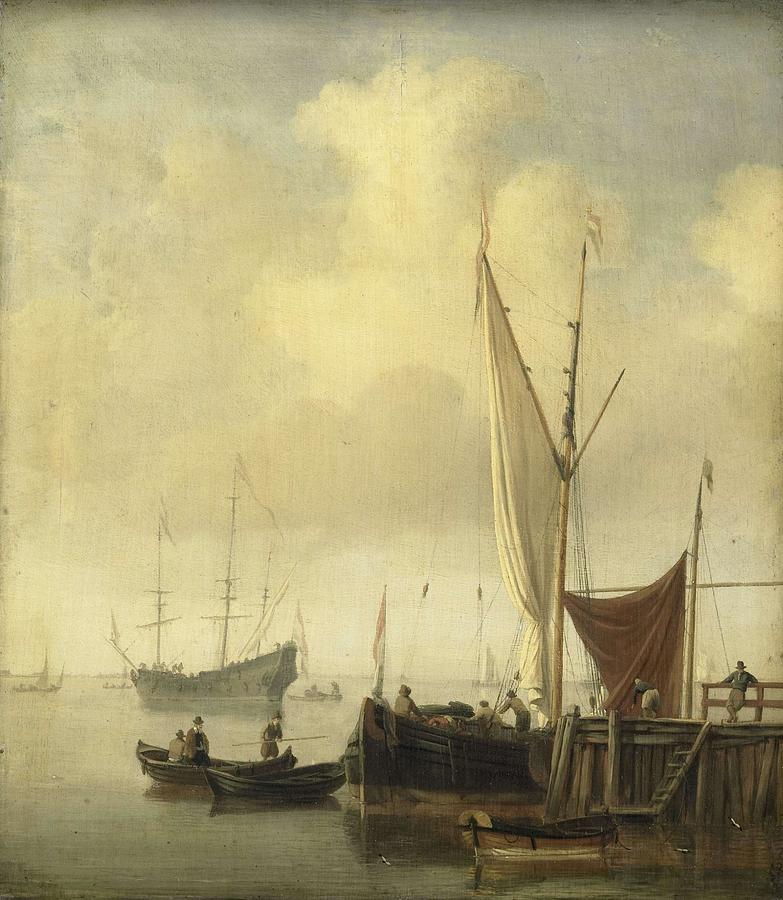 A Harbor. Painting by Willem van de Velde -II-