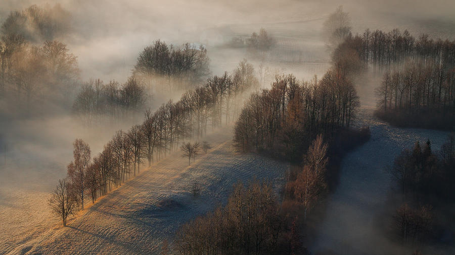 Landscape Photograph - A Hazy Morning by Izabela Laszewska-mitrega/darek Mitr?ga