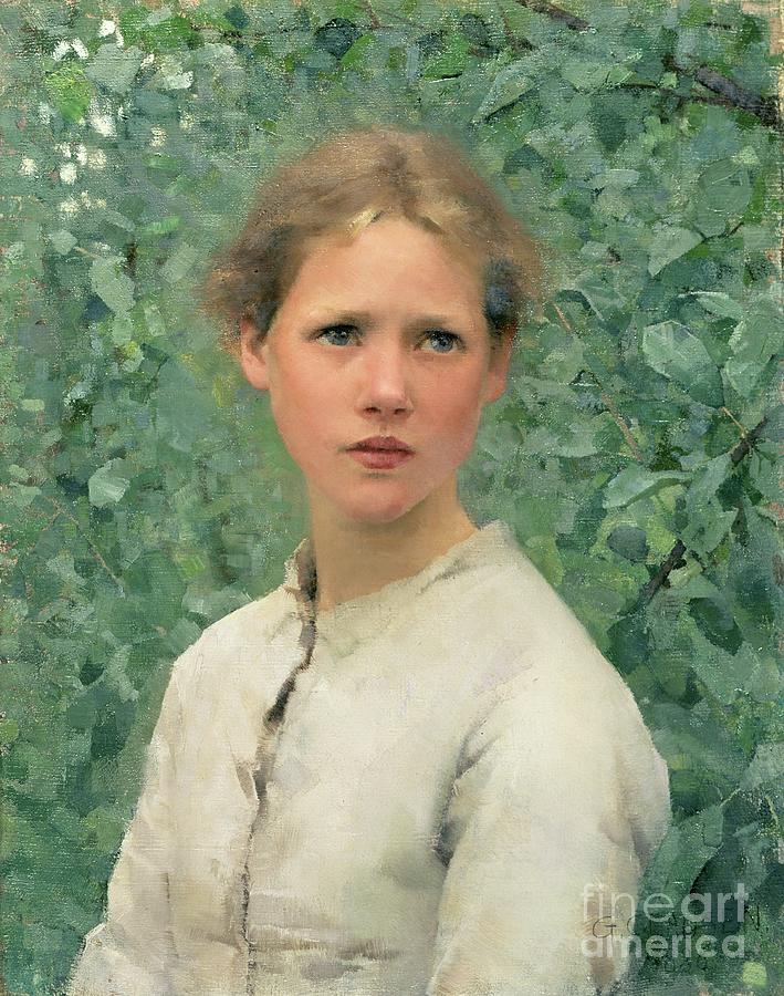 A Head Of A Girl, 1886 Painting by George Clausen