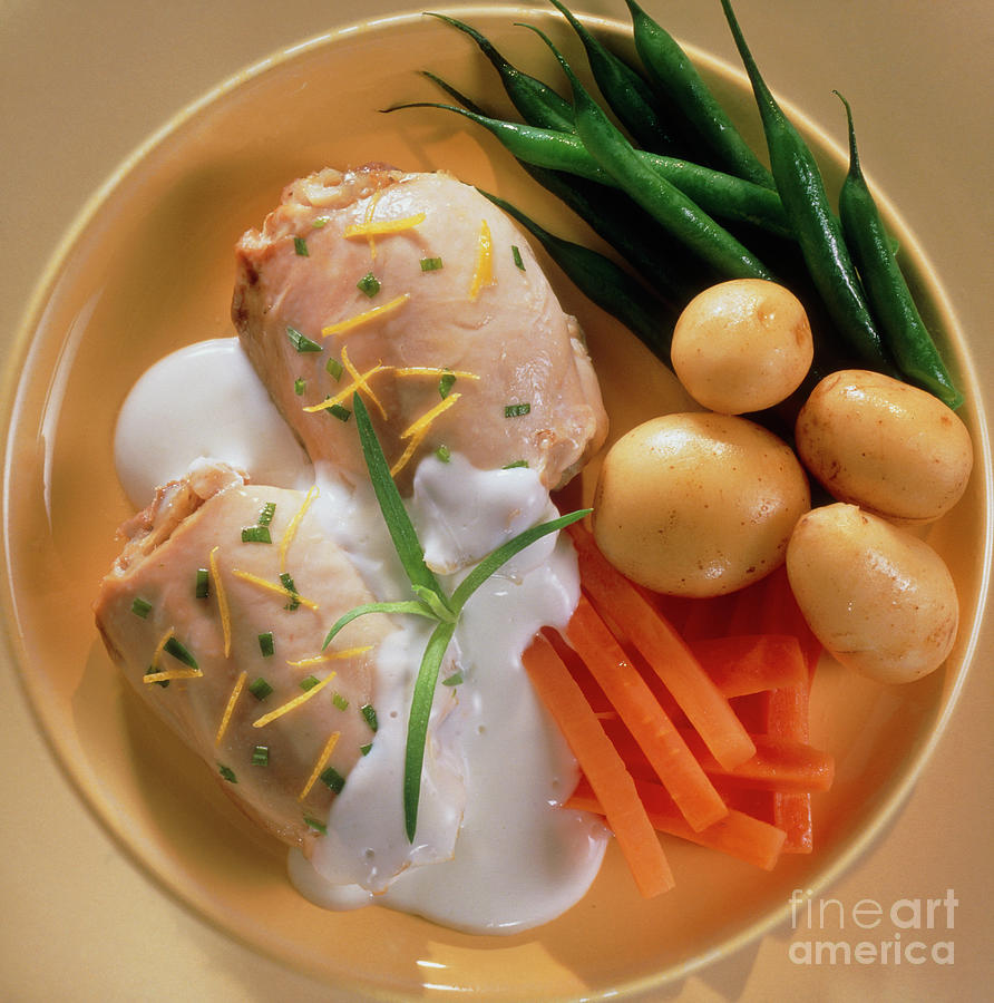 A Healthy Meal; Chicken And Vegetables. Photograph by John Heseltine