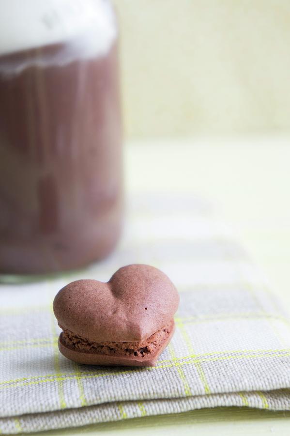A Heart-shaped Chocolate Macaroon Photograph by Martina Schindler