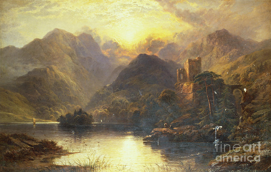 Castle Painting - A Highland Loch, 1880 by George Blackie Sticks