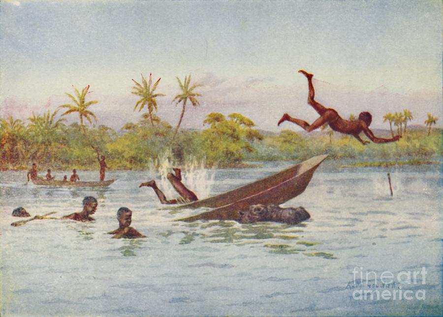 A Hippopotamus Hunt In Central Africa Drawing by Print Collector