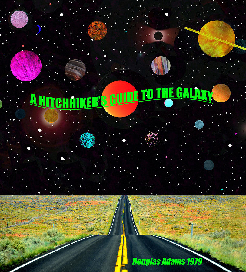 A hitchhikers guide to the galaxy book cover art A Mixed Media by David Lee Thompson