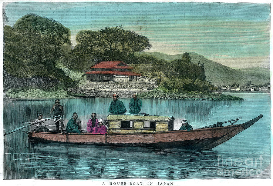 A House-boat In Japan, 1888 Drawing by Print Collector