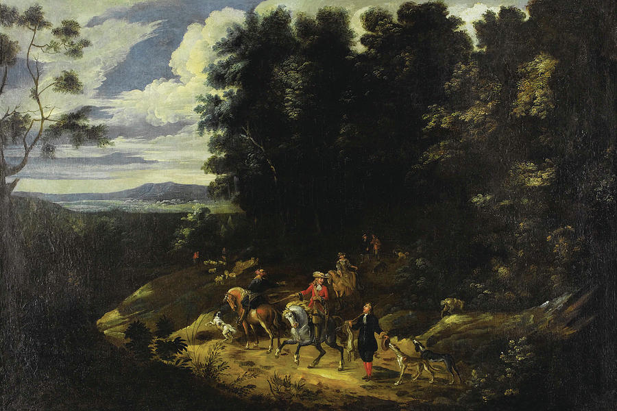 A Hunting Party In A Wooded Landscape Painting by Unknown