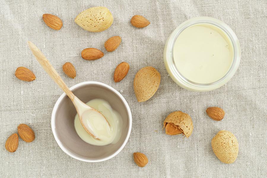A Jar Of Almond Mousse seen From Above Photograph by Elisabeth Clfen