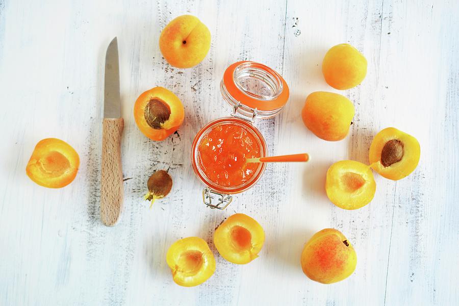 A Jar Of Apricot Jam And Apricots Photograph by Mariola Streim