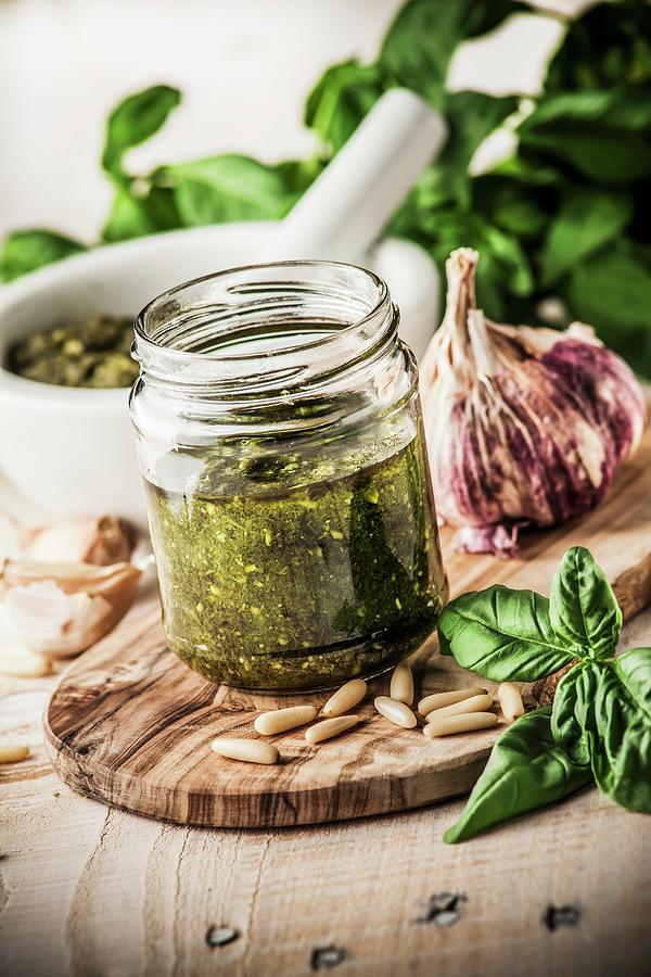 A Jar Of Basil Pesto Photograph by Imagerie