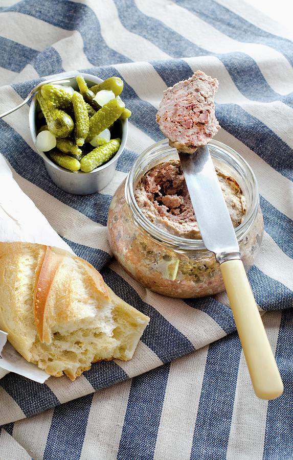 A Jar Of Breton Pate De Campagne With Cornichons And Baguette Photograph by Jamie Watson