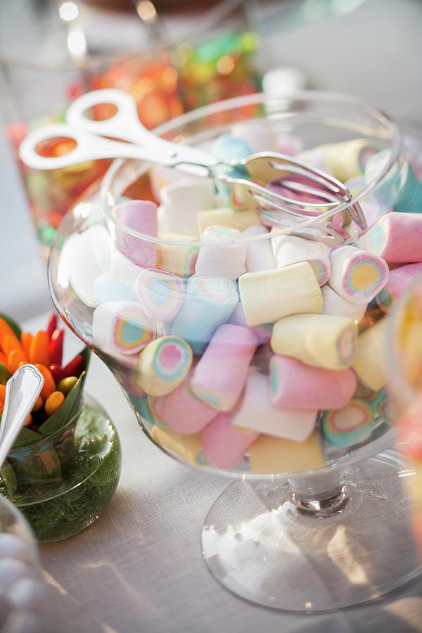 A Jar Of Colourful Marshmallows Photograph by Imagerie