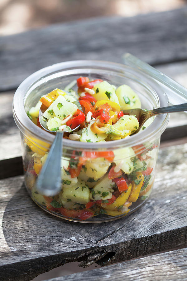 A Jar Of Potato And Pepper Salad Photograph by Eising Studio