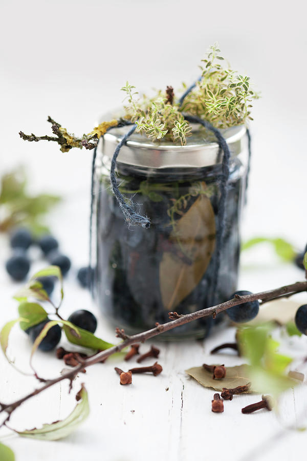 A Jar Of Preserved Sloes Photograph by Martina Schindler