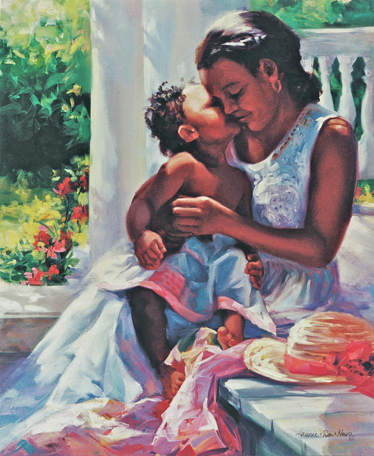 Mothers Day Painting - A Kiss for mother by Laurie Snow Hein