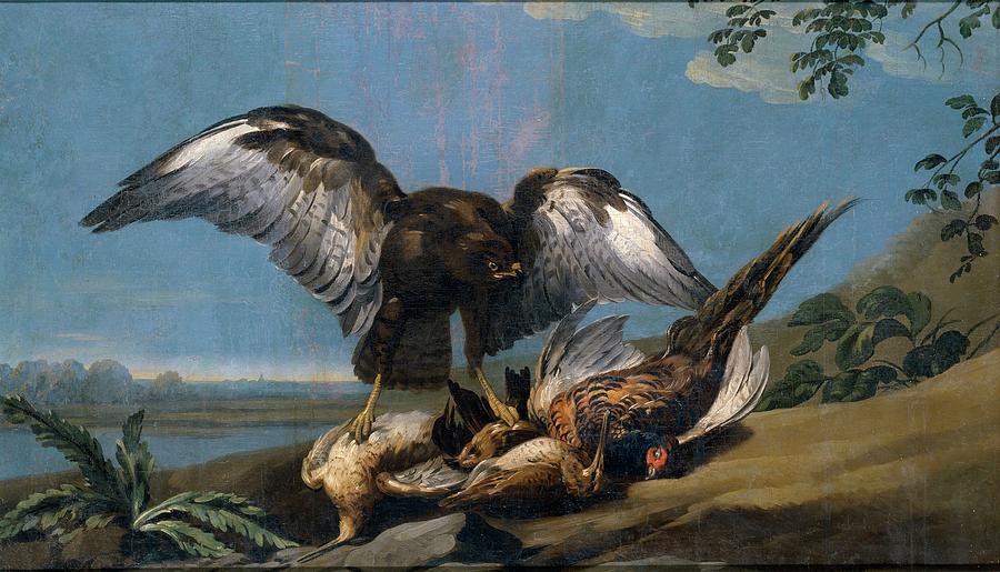 Countryside Painting - A Kite with a Group of Dead Birds, 1774, Spanish School, Oil on canvas, 91 ... by Jose del Castillo -1737-1793-