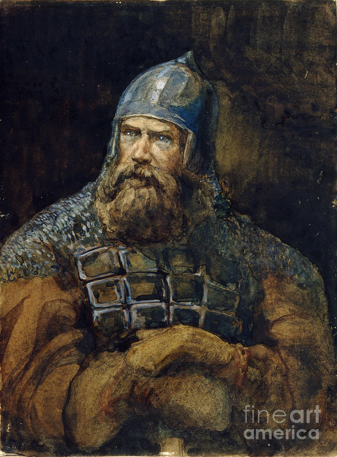 A Knight. Artist Vasnetsov, Viktor Drawing by Heritage Images