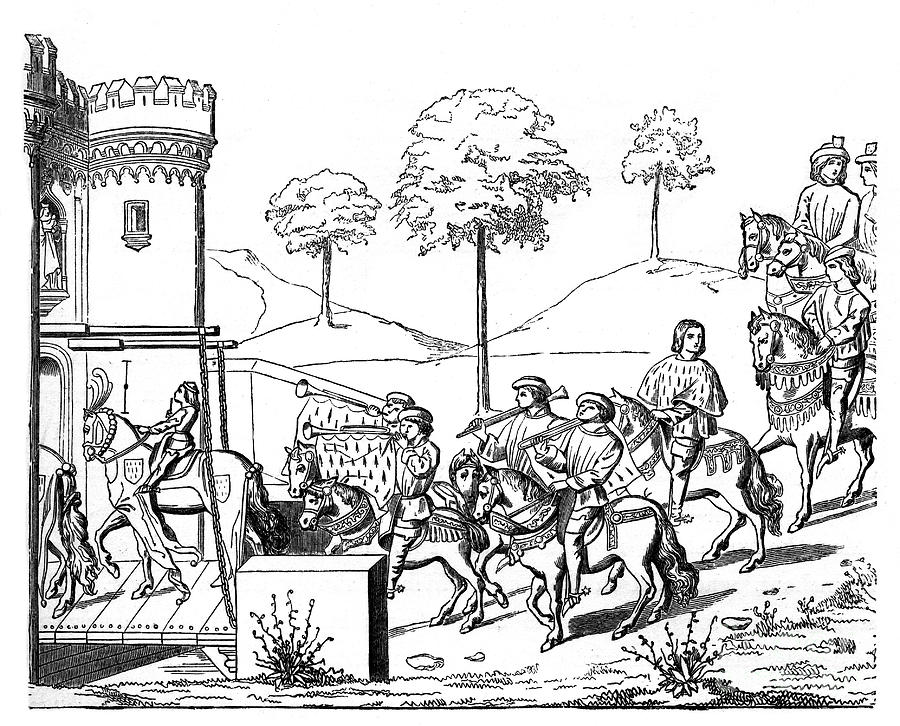 A Knight Entering The Lists Drawing by Print Collector