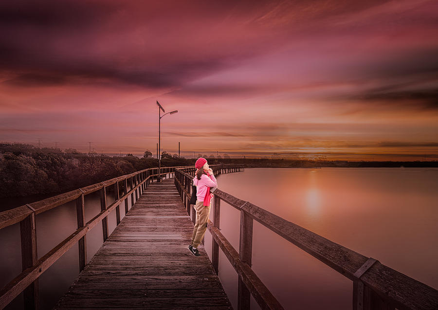 Sunset Photograph - A Lady In The Sunset by Weihong  Liu