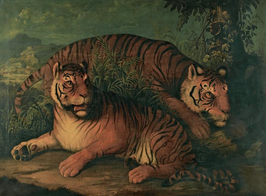 A Landscape With Bengal Tigers Painting by Continental School A Landscape With Bengal Tigers Painting by Continental School