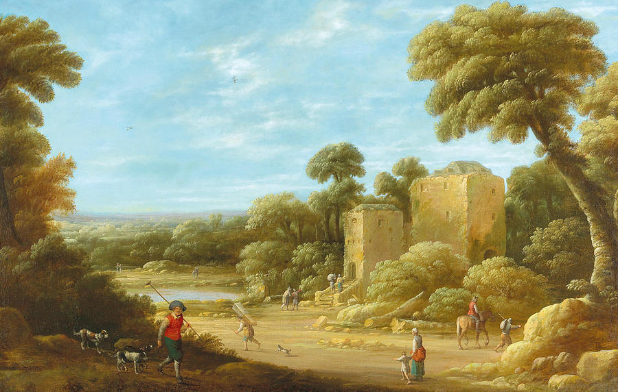 A Landscape with Figures in Front of a Ruin Painting by Joost Cornelisz Droochsloot