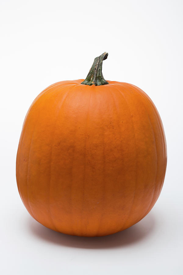 A Large Halloween Pumpkin Against A White Background Photograph by Eising Studio