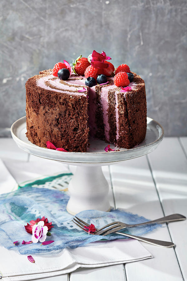A Layered Cake With Berry And Mascarpone Cream Photograph by Stockfood Studios /  Ulrike Holsten