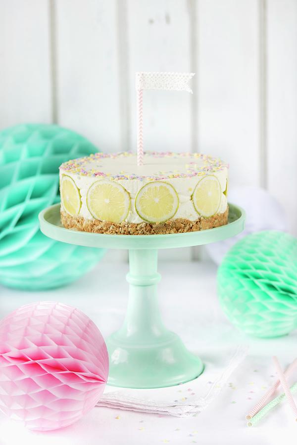 A Lemon Cheesecake Birthday Cake Photograph by Emma Friedrichs