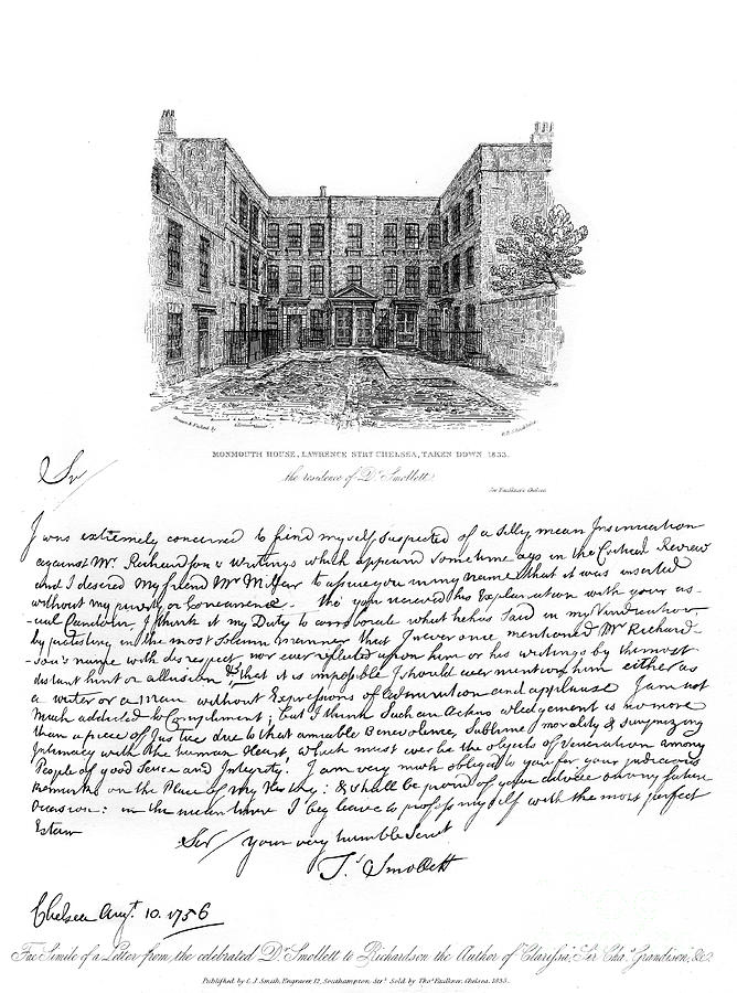 A Letter From Dr Smollett To Samuel Drawing by Print Collector
